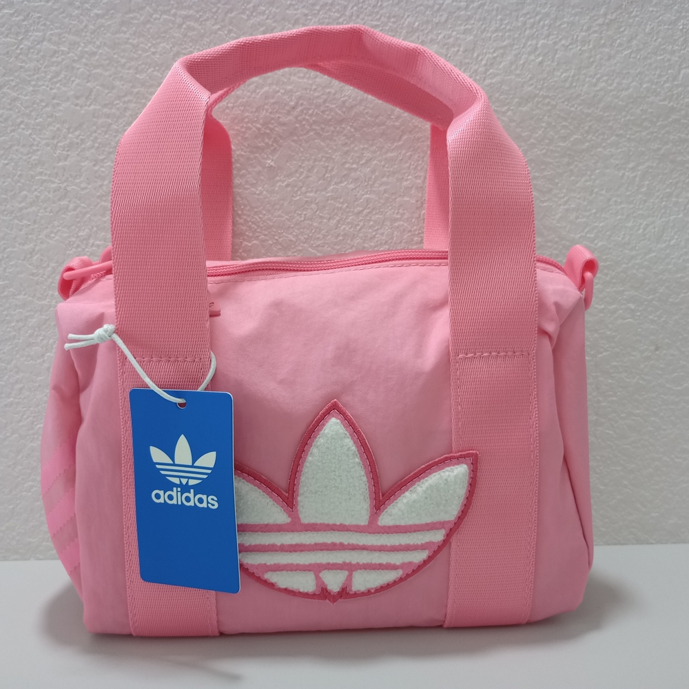 NWT  Adidas Trefoil Chenille Crossbody Bag- Bliss Pink/White